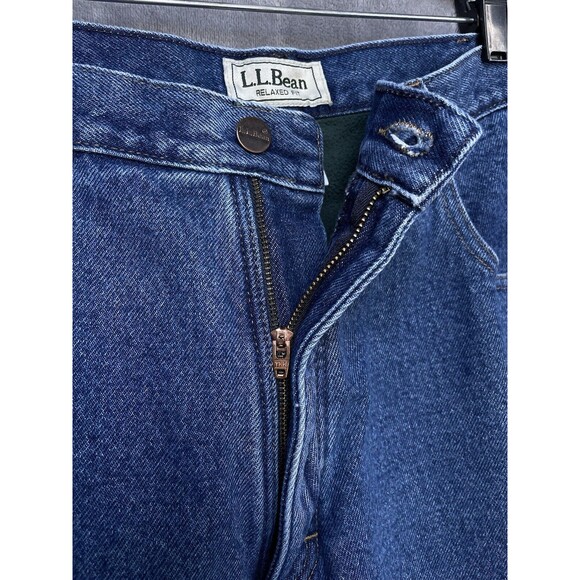 LL Bean Double L Relaxed Fit Green Fleece Lined Denim Jeans Men's Size 40x29 - Picture 10 of 13